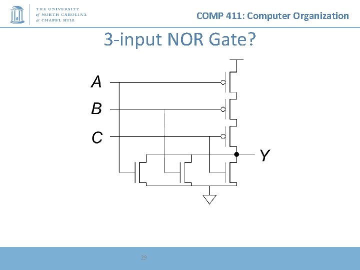 COMP 411: Computer Organization 3 -input NOR Gate? 29 