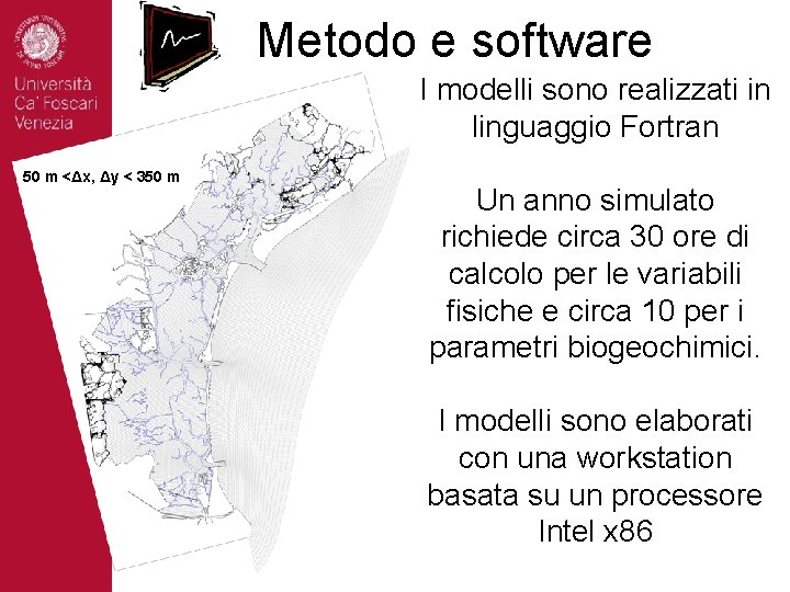 Metodo e software I modelli sono realizzati in linguaggio Fortran 50 m <Δx, Δy