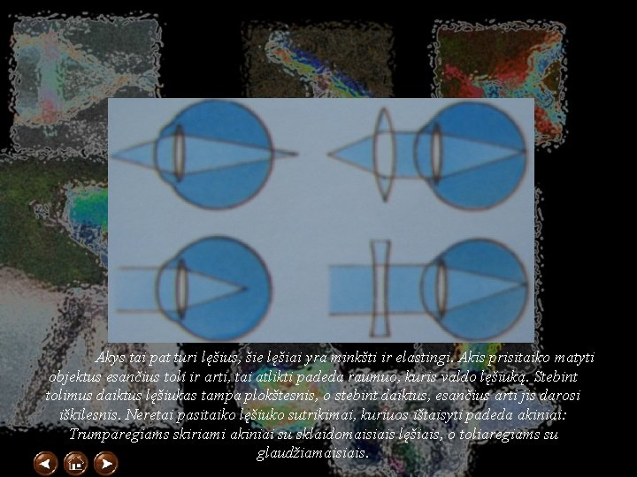 Akys tai pat turi lęšius, šie lęšiai yra minkšti ir elastingi. Akis prisitaiko matyti