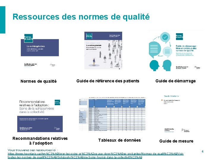 Ressources des normes de qualité Normes de qualité Recommandations relatives à l’adoption Guide de