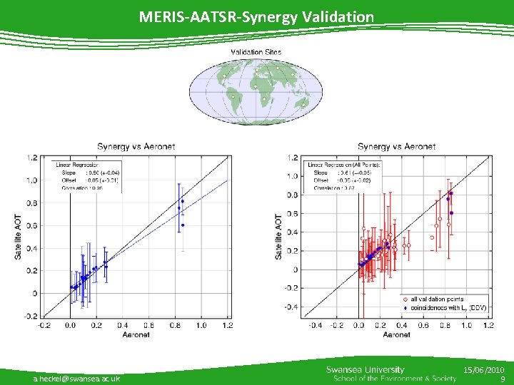 MERIS-AATSR-Synergy Validation a. heckel@swansea. ac. uk 15/06/2010 9 