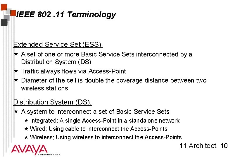 IEEE 802. 11 Terminology Extended Service Set (ESS): « A set of one or