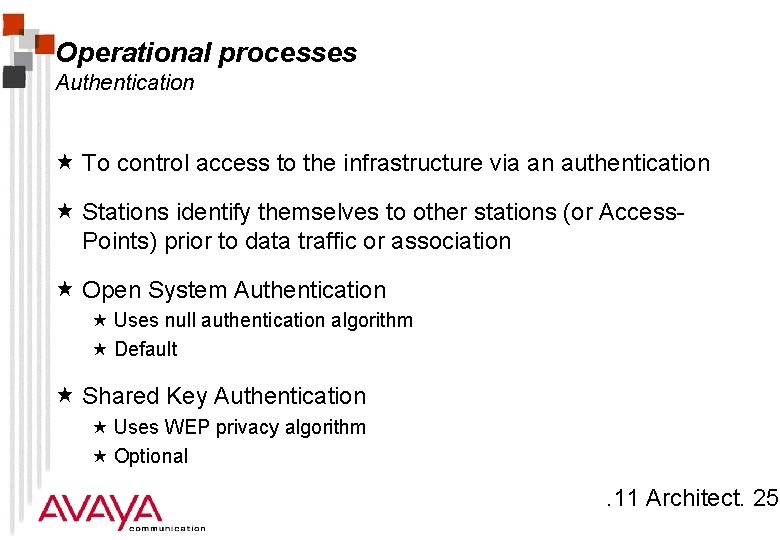 Operational processes Authentication « To control access to the infrastructure via an authentication «