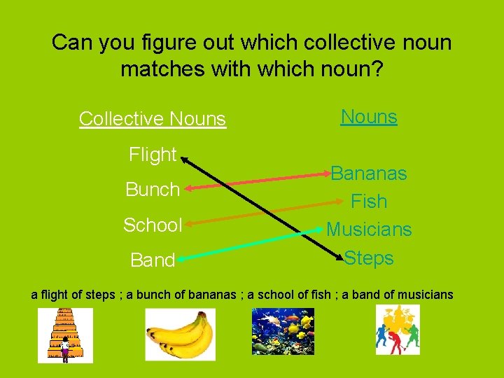 Can you figure out which collective noun matches with which noun? Collective Nouns Flight