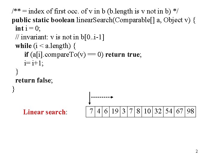 /** = index of first occ. of v in b (b. length is v