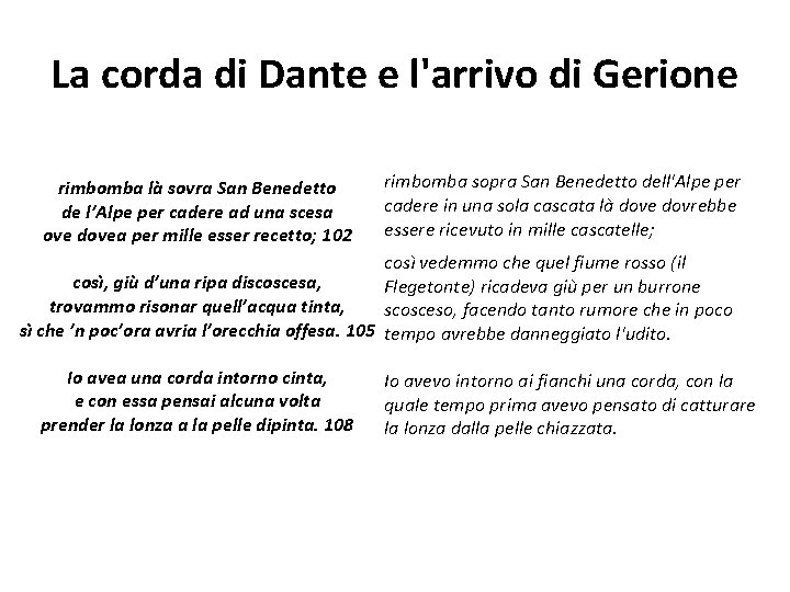 La corda di Dante e l'arrivo di Gerione rimbomba là sovra San Benedetto de