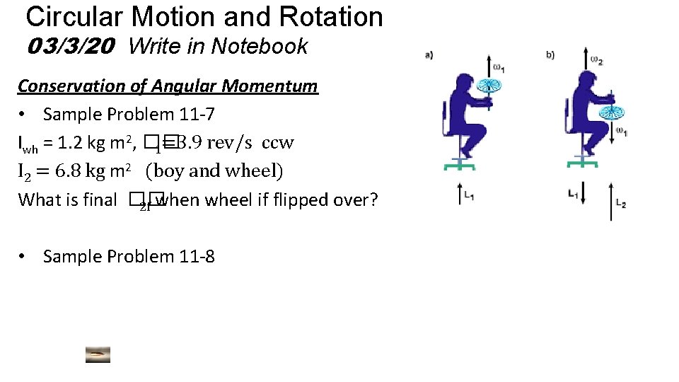 Circular Motion and Rotation 03/3/20 Write in Notebook Conservation of Angular Momentum • Sample