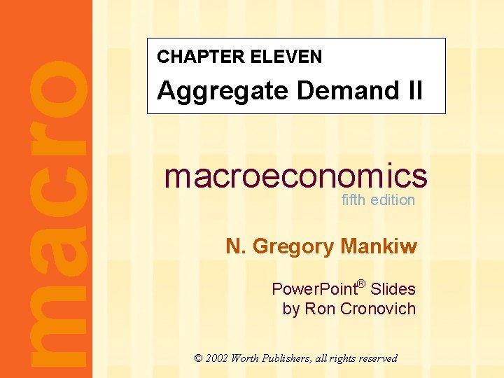 macro CHAPTER ELEVEN Aggregate Demand II macroeconomics fifth edition N. Gregory Mankiw Power. Point®