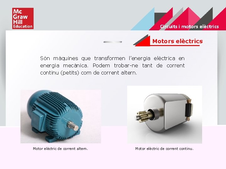 Circuits i motors elèctrics Motors elèctrics Són màquines que transformen l’energia elèctrica en energia