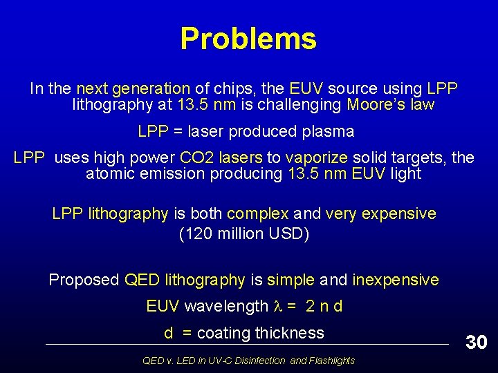 Problems In the next generation of chips, the EUV source using LPP lithography at