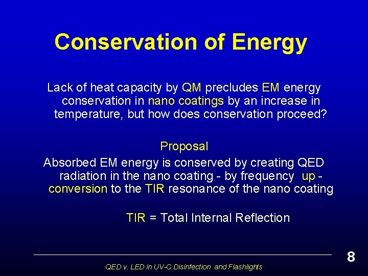 Conservation of Energy Lack of heat capacity by QM precludes EM energy conservation in