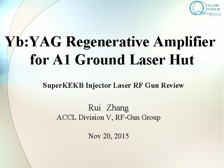 Yb: YAG Regenerative Amplifier for A 1 Ground Laser Hut Super. KEKB Injector Laser
