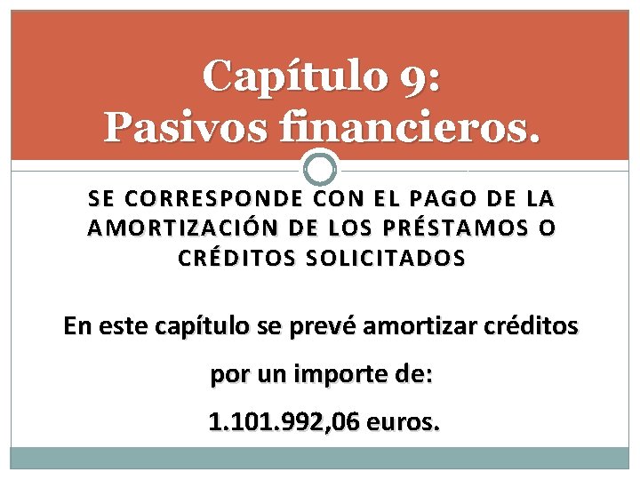 Capítulo 9: Pasivos financieros. SE CORRESPONDE CON EL PAGO DE LA AMORTIZACIÓN DE LOS