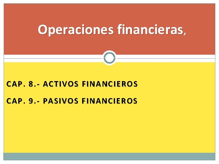 Operaciones financieras, CAP. 8. - ACTIVOS FINANCIEROS CAP. 9. - PASIVOS FINANCIEROS 
