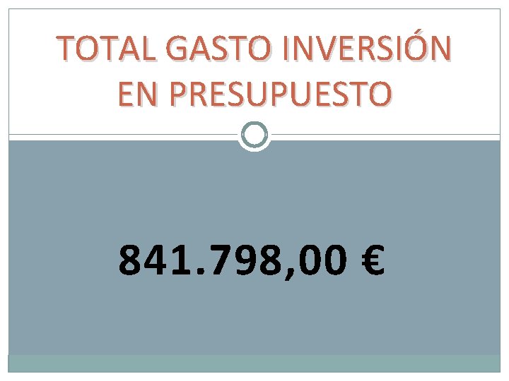 TOTAL GASTO INVERSIÓN EN PRESUPUESTO 841. 798, 00 € 