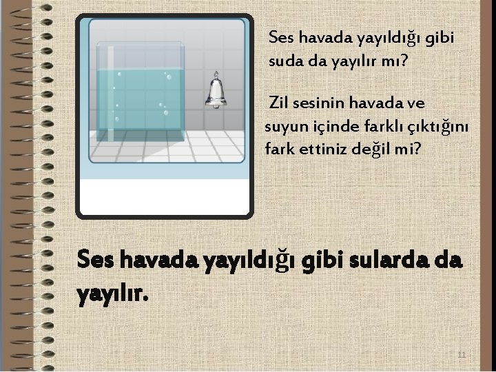 Ses havada yayıldığı gibi suda da yayılır mı? Zil sesinin havada ve suyun içinde