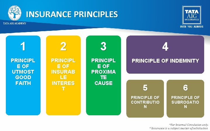 INSURANCE PRINCIPLES 1 2 3 4 PRINCIPL E OF UTMOST GOOD FAITH PRINCIPL E