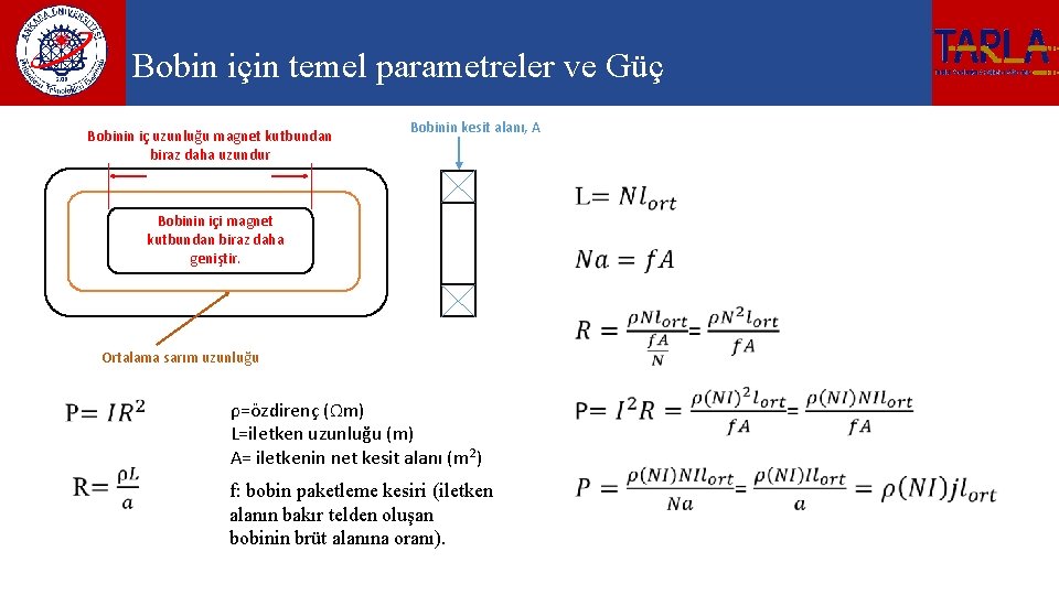 Bobin için temel parametreler ve Güç Bobinin iç uzunluğu magnet kutbundan biraz daha uzundur