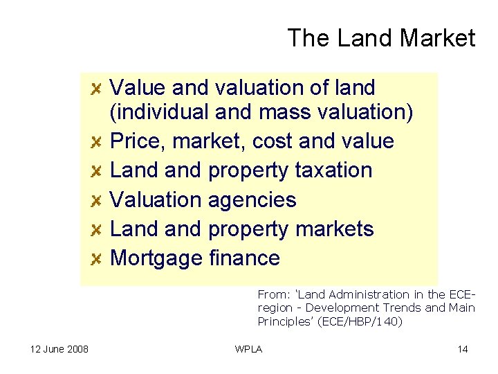 The Land Market Value and valuation of land (individual and mass valuation) Price, market,