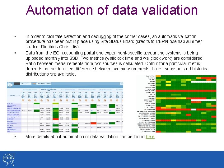 Automation of data validation § § § In order to facilitate detection and debugging