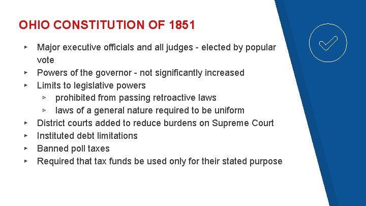 OHIO CONSTITUTION OF 1851 ▸ ▸ ▸ ▸ Major executive officials and all judges