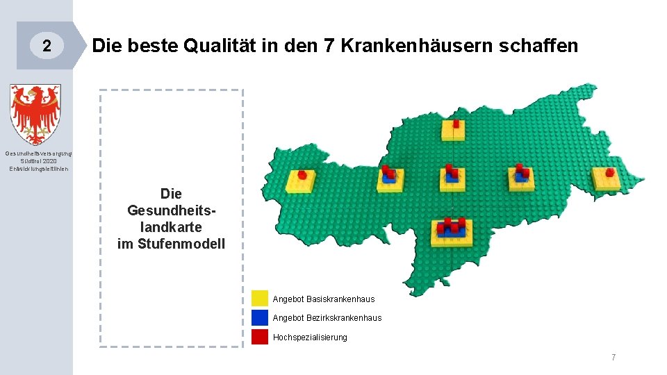 2 Die beste Qualität in den 7 Krankenhäusern schaffen Gesundheitsversorgung Südtirol 2020 Entwicklungsleitlinien Die
