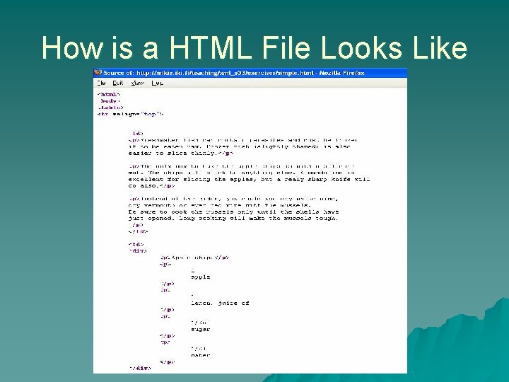 How is a HTML File Looks Like 