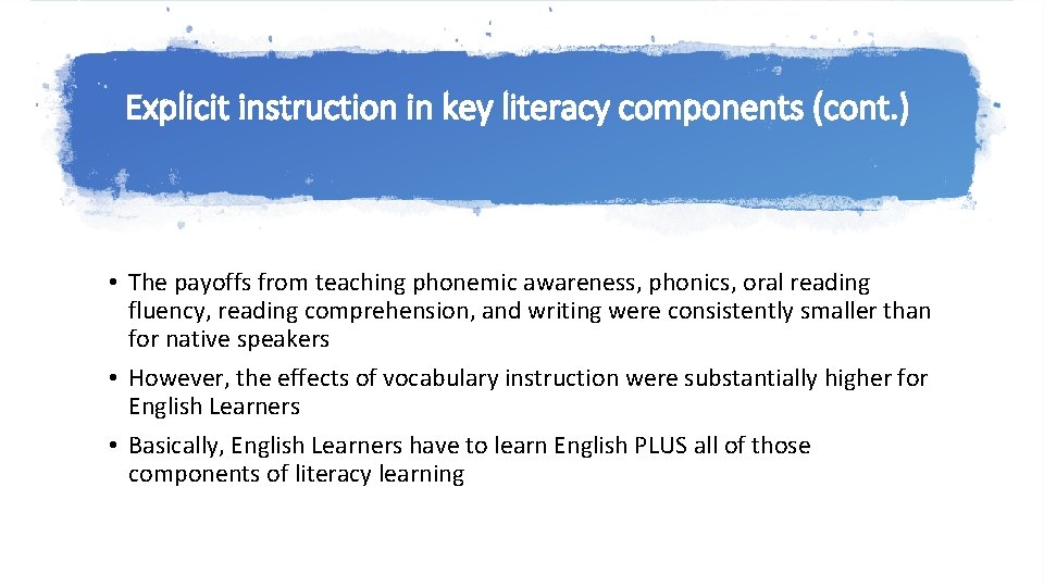 Improving the Reading of English Learners Timothy Shanahan