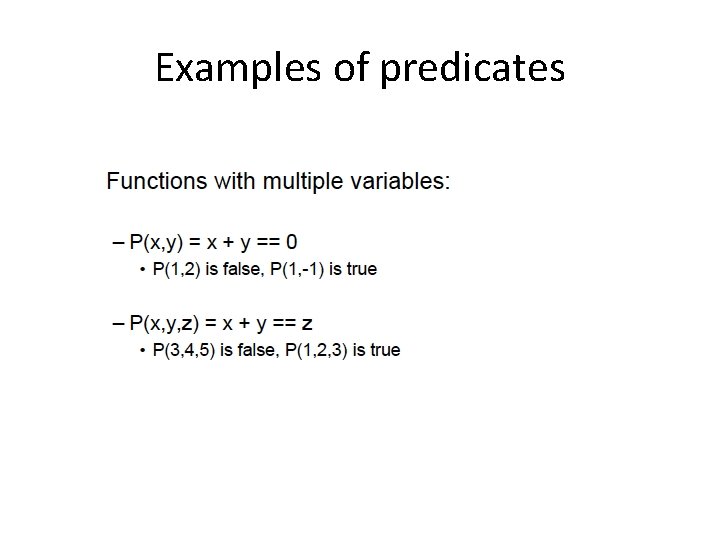 Examples of predicates 