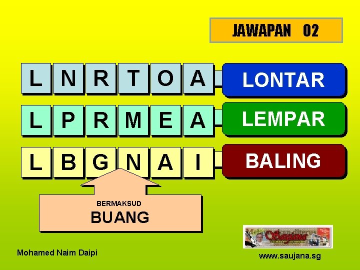 JAWAPAN 02 L N R T O A LONTAR L P R M E