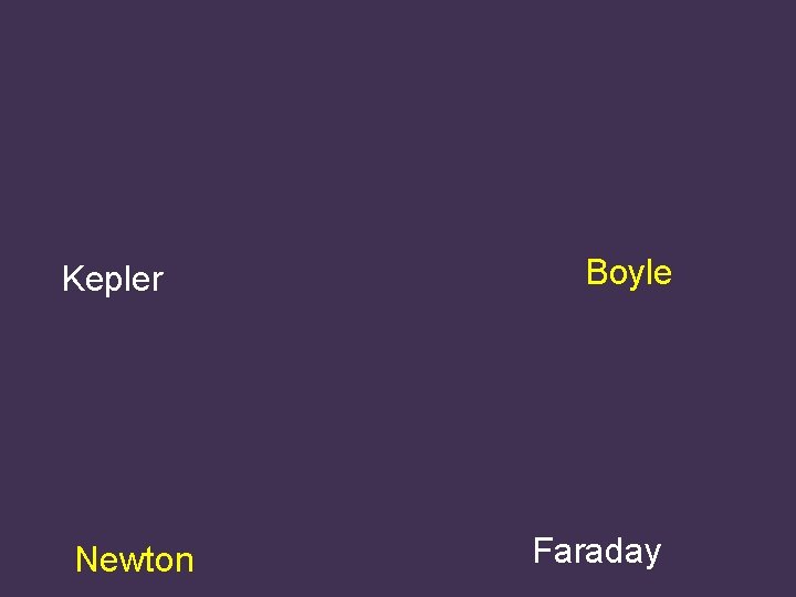 Kepler Newton Boyle Faraday 