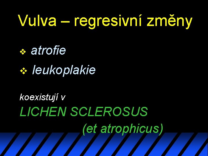 Vulva – regresivní změny v atrofie v leukoplakie koexistují v LICHEN SCLEROSUS (et atrophicus)