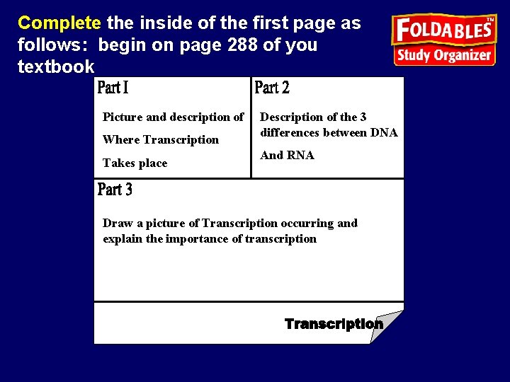 Complete the inside of the first page as follows: begin on page 288 of
