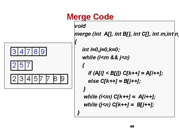 Merge Code 3 4 7 8 9 2 5 7 2 3 4 57