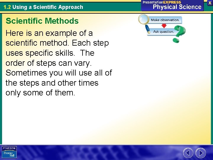 1. 2 Using a Scientific Approach Scientific Methods Here is an example of a