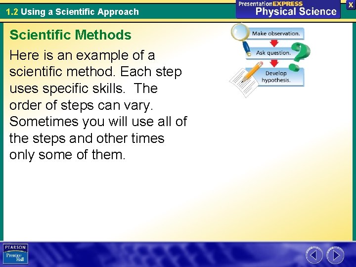 1. 2 Using a Scientific Approach Scientific Methods Here is an example of a