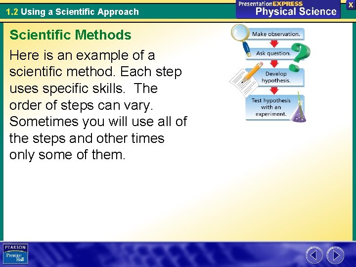 1. 2 Using a Scientific Approach Scientific Methods Here is an example of a