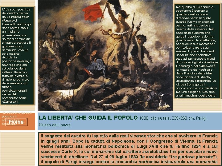L’idea compositiva del quadro deriva da La zattera della Medusa di Géricault; anche qui L’idea compositiva del quadro deriva da La zattera della Medusa di Géricault; anche qui