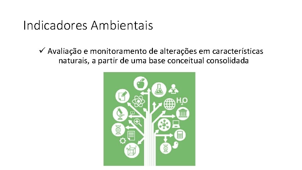 Indicadores Ambientais ü Avaliação e monitoramento de alterações em características naturais, a partir de