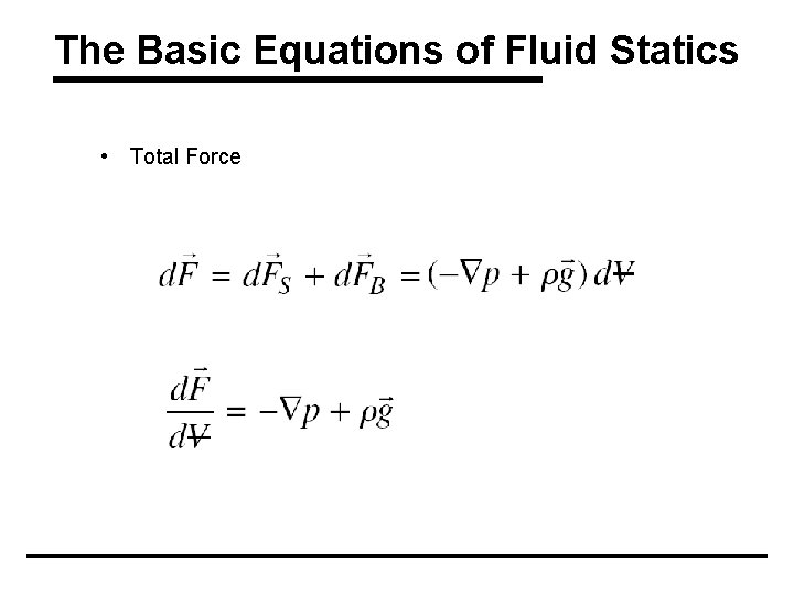 The Basic Equations of Fluid Statics • Total Force 