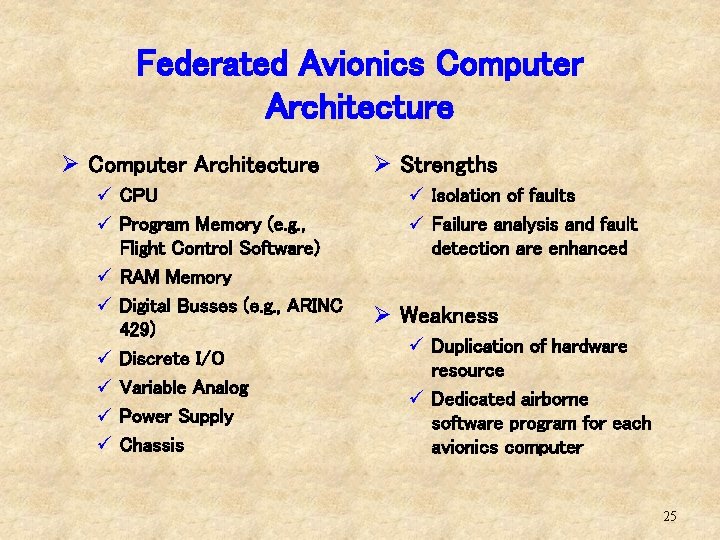 Federated Avionics Computer Architecture Ø Computer Architecture ü CPU ü Program Memory (e. g.