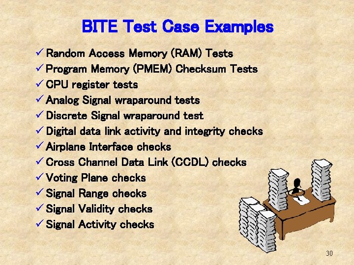 BITE Test Case Examples ü Random Access Memory (RAM) Tests ü Program Memory (PMEM)