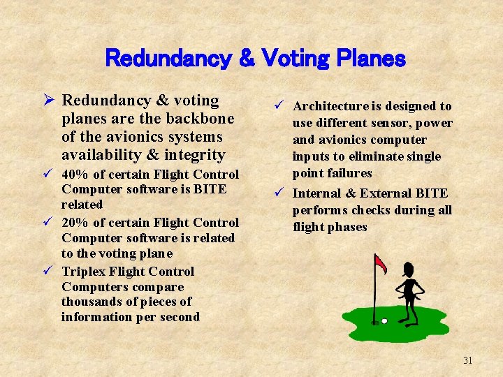 Redundancy & Voting Planes Ø Redundancy & voting planes are the backbone of the