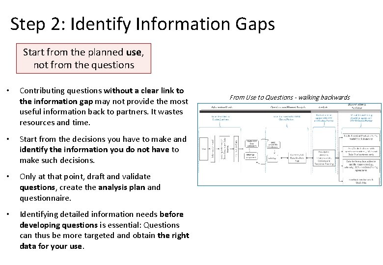 Step 2: Identify Information Gaps Start from the planned use, not from the questions Step 2: Identify Information Gaps Start from the planned use, not from the questions