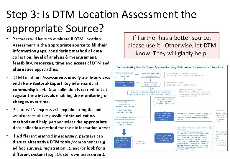 Step 3: Is DTM Location Assessment the appropriate Source? • Partners will have to Step 3: Is DTM Location Assessment the appropriate Source? • Partners will have to