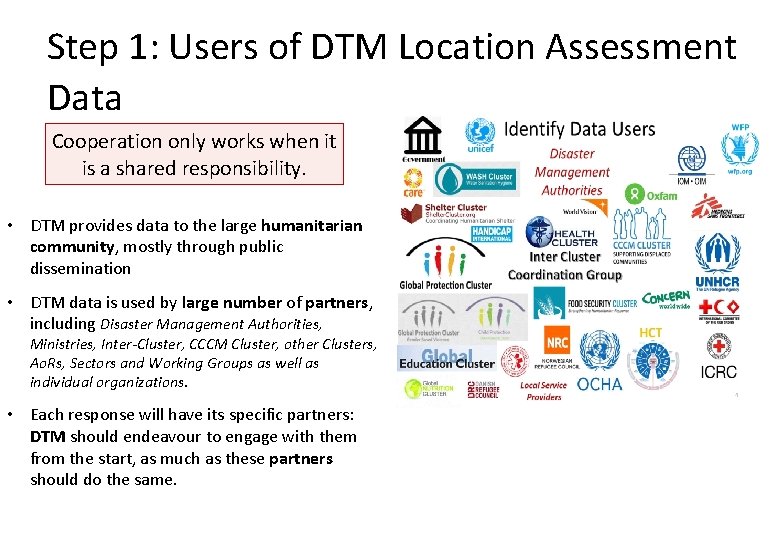 Step 1: Users of DTM Location Assessment Data Cooperation only works when it is Step 1: Users of DTM Location Assessment Data Cooperation only works when it is