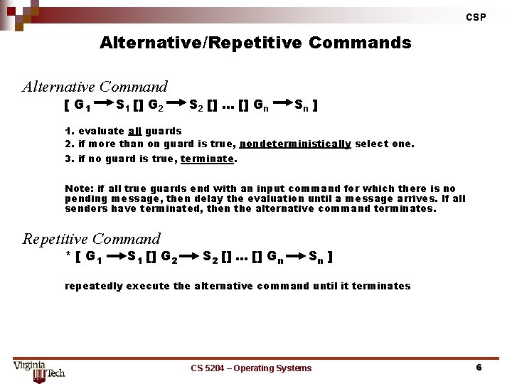 CSP Alternative/Repetitive Commands Alternative Command [ G 1 S 1 [] G 2 S