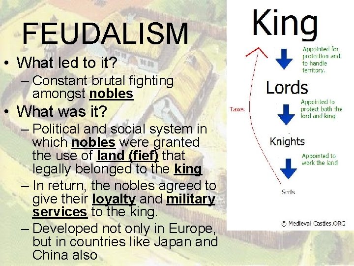 FEUDALISM • What led to it? – Constant brutal fighting amongst nobles • What
