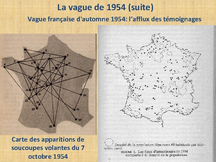 La vague de 1954 (suite) Vague française d'automne 1954: l’afflux des témoignages Carte des La vague de 1954 (suite) Vague française d'automne 1954: l’afflux des témoignages Carte des