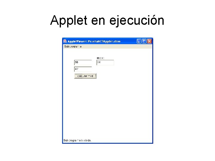 Applet en ejecución 